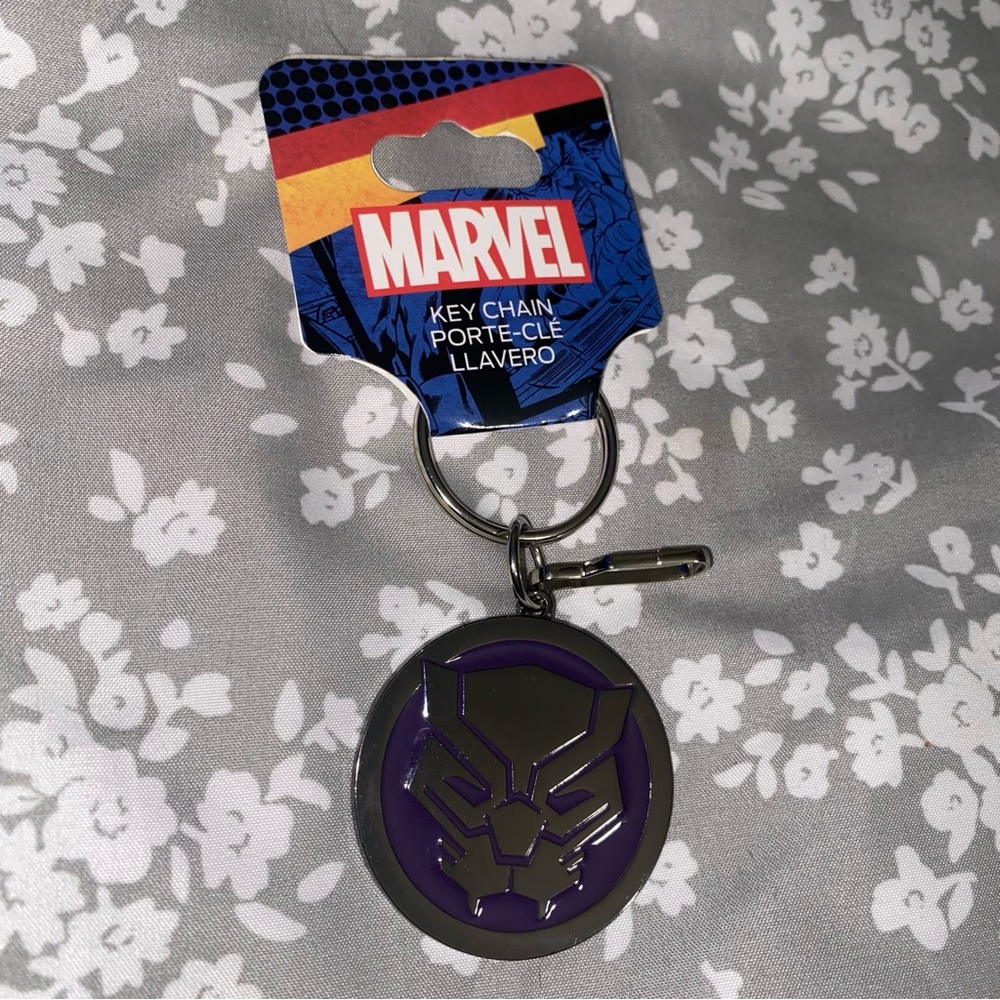 Marvel Black Panther Logo Enamel Keychain Purple